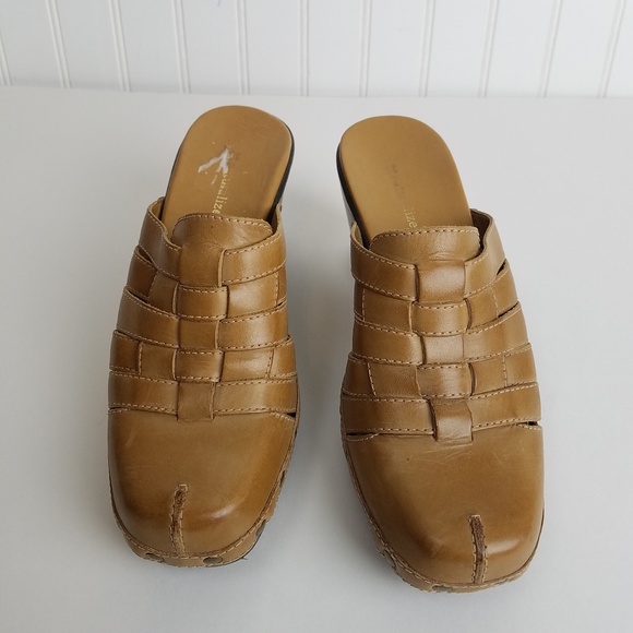 Naturalizer Camel Woven Leather Clogs Size 8.5 - Picture 2 of 8